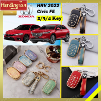 Hardingsun Honda Civic FE HRV 2022เคสกุญแจรถยนต์โครเมี่ยมใหม่ขอบทองพรีเมี่ยม