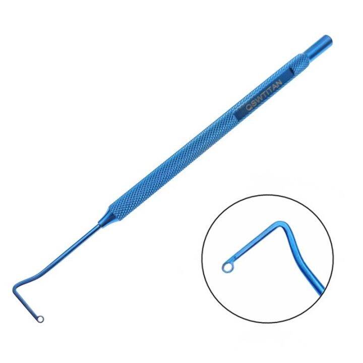 Ophthalmic Retina Detachment Hook With 1.5Mm Oval Hole Titanium Eye