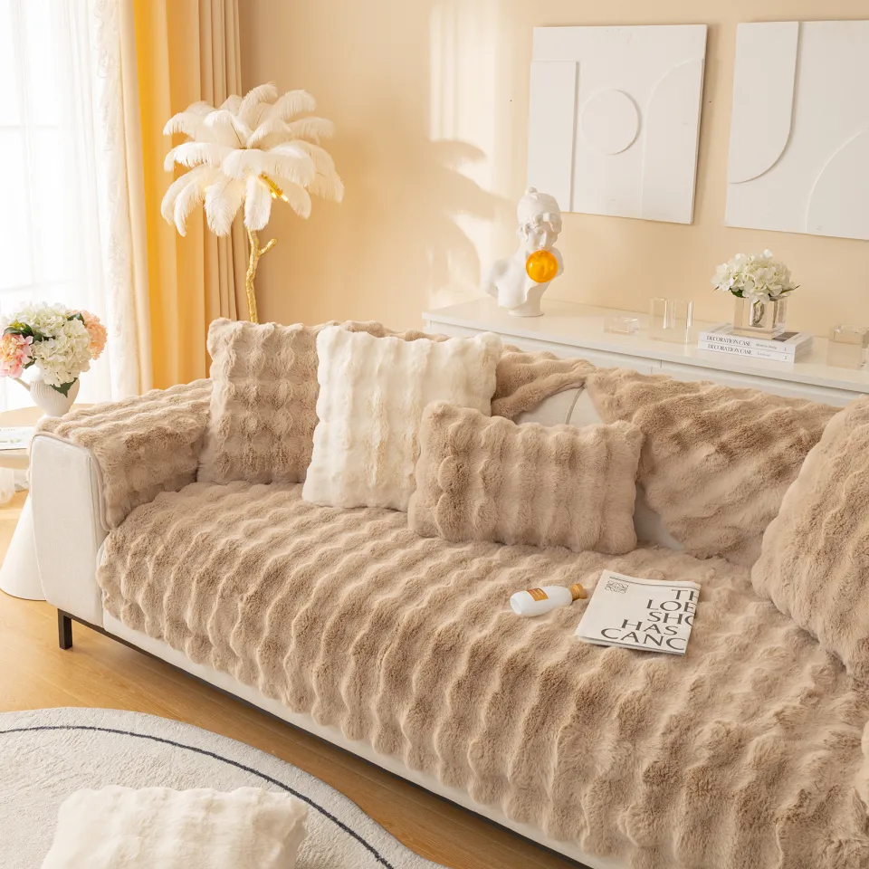 Thicken Plush Sofa Cover Universal Non-slip Sofa Mat Winter Warm Soft Sofa  Towel Couch Cushion for Living Room Home Decor