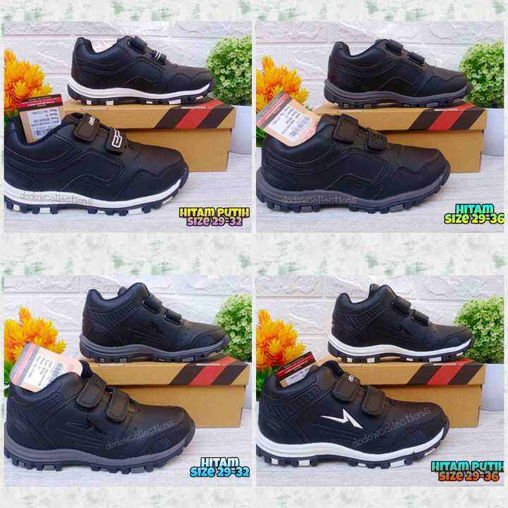 sepatu sekolah anak import nb hitam putih velcro import tk sd import nb1002
