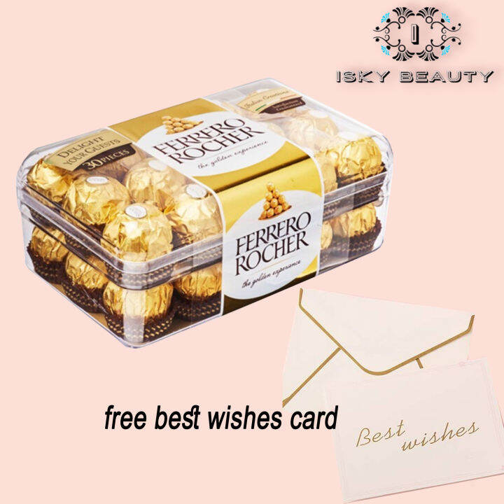 Ferrero Rocher Hazelnut & Milk Chocolate 30pcs FREE BEST WISHES CARD