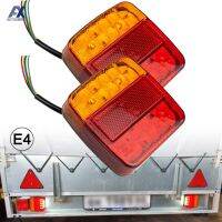 ชุดไฟท้ายรถพ่วงสี่เหลี่ยมกันน้ำได้ปลายเบรกแดงสำหรับวิ่งรถสโนว์โมบิล12V หลอดไฟ LED สำหรับตั้งแคมป์รถบรรทุก RV เรือสโนว์โมบิล