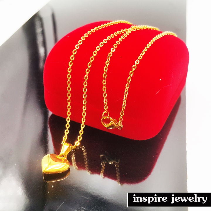 inspire-jewelry-สร้อยคอสี่ทองพร้อมจี้รูปหัวใจ-ยาว-18นิ้วงานทอง-18k-ตามแบบร้านทอง-ปราณีตมาก-งานแฟชั่น-สีทอง-สำหรับประดับชุดไทย-สวยหรู