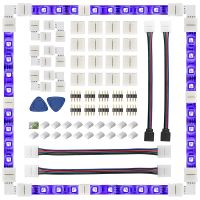 LED Strip Connector 4 Pin 10mm Solderless RGB Light Strip Connector for 5050 SMD - Gapless Connectors,L Shape Connectors