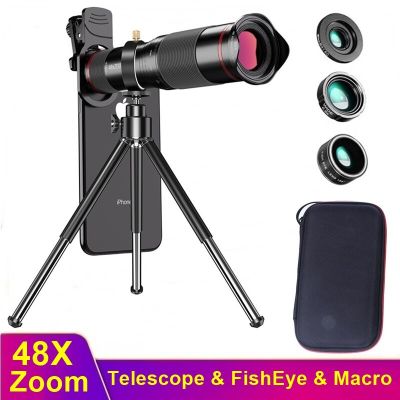 Tongdaytech 48X HD Mobile Phone Zoom Camera Lens Fish Eye Macro Lens for Iphone Samsung Smartphone Lentille Lente Para CelularTH