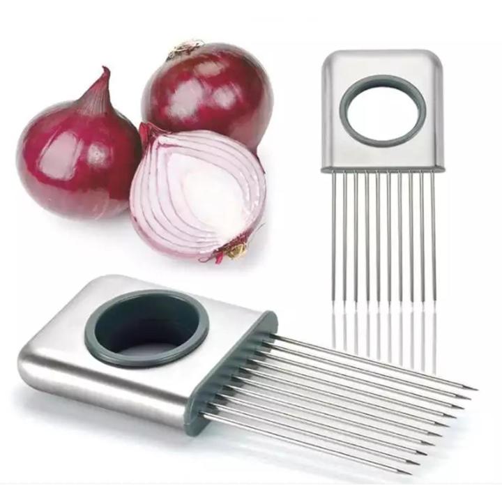 Creative Onion Slicer Stainless Steel Loose Meat Needle Tomato Potato  Vegetables Fruit Cutter Safe Help Tool Kitchen Gadgets