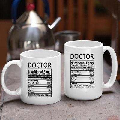 【High-end cups】15ออนซ์หนึ่งแพทย์ที่ดีแก้วกาแฟขนาดใหญ่สีขาวถ้วยชาเซรามิกแก้วคลินิกโรงพยาบาลสำนักงานแก้วกาแฟ