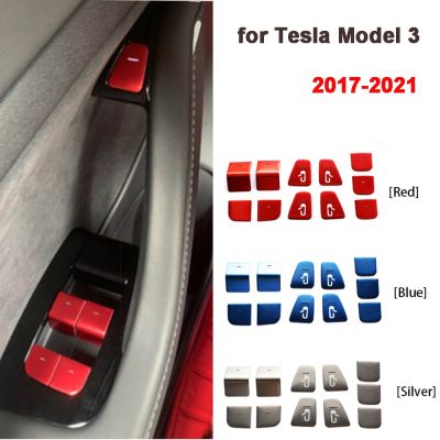 Model3สวิตช์ยกหน้าต่างกระดุมประตูแบบเปิดสติกเกอร์แผงขอบสำหรับ Tesla โมเดล3 Y 2017-2021 ABS ของตกแต่งภายในรถพลาสติก