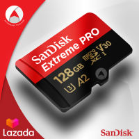 SanDisk Extreme PRO 128GB Micro SD Card SDXC UHS-I V30 U3 A2 ความเร็วอ่าน/เขียน 170/90MB/s read/write speed ประกัน Synnex แบบ Lifetime ประกันตลอดอายุการใช้งาน สำหรับ โทรศัพท์ Action Camera Gopro 7 SJCAM รองรับวีดีโอ 4K 60fps (SDSQXCY_128G_GN6MA) สีแดงดำ