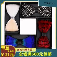 Red feather bow tie mens wedding banquet pot suit accessories shirt with box bow tie Boys Clothing