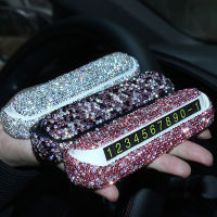 hang qiao shop 1 Pcs Luxury Car Phone Number Parking Card Dashboard Decoration With Crystal Diamond DIY Accessories for  Lada Interior