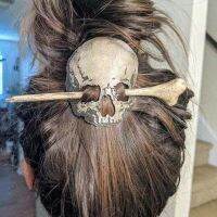 【CW】 Horror Death Moth Hair Stick Fork Bun Holder Hairpins with Faux Barrette