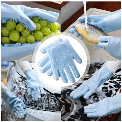 Multi Functional Silica Gel Cleaning Gloves Dish Washing Cleaning Gloves Dishwasher Sponge Rubber Gloves Cleaning Tool Safety Gloves