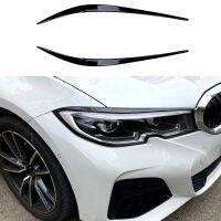 2Pcs Car Headlight Eyelids Eyebrows ABS Gloss Black Lids Plastic Accessories For BMW 3 Series G20 320I 325I 330I 2019+