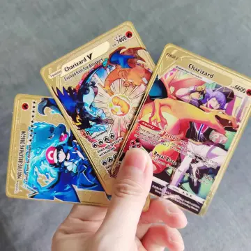 Anime Gengar Metal Rainbow Card Toys Ex Vmax Gold Metal Cards