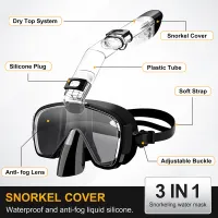 Snorkel Foldable Diving Cover with System and Camera Mount,Professional Snorkeling Gear for Kids