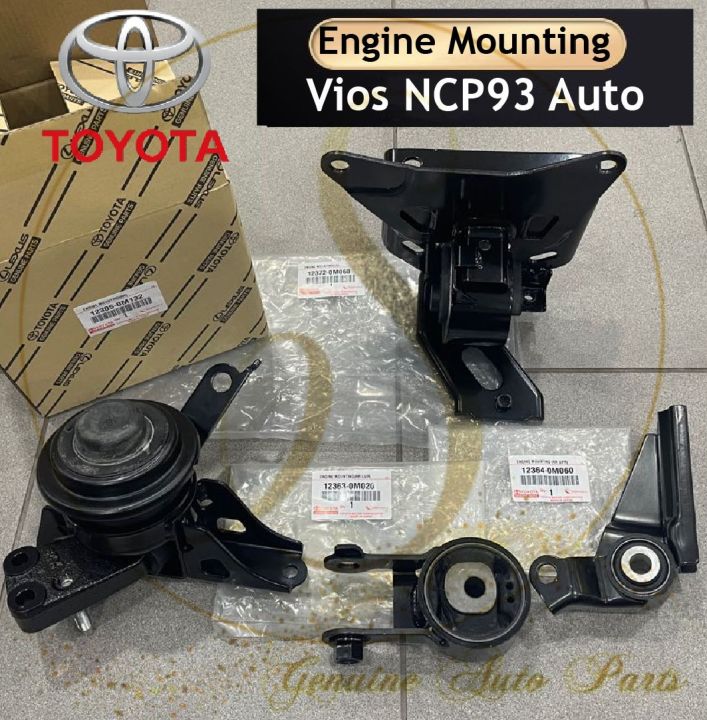 100 ORIGINAL JAPAN TOYOTA VIOS NCP93 AUTO ENGINE MOUNTING SET 12305 0M132 12372 0M060 12363