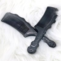 8.3 Inch Natural Black Water Buffalo Horn Comb -Anti-Static Comb Brush Hair Massage Comb