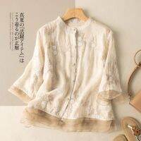 เสื้อโค้ทผ้าฝ้ายแขนยาว7ชั้นผ้าคอตตอนปักลายสไตล์โบราณแบบไม่มีซับในศิลปะส่งออกจากอิตาลี