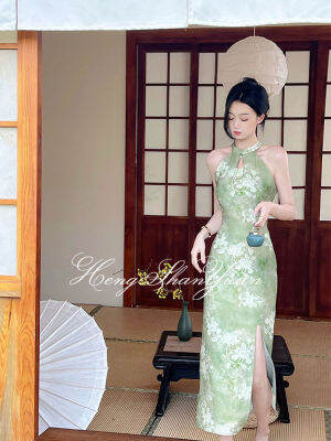 HengShanYuan อารมณ์จีน,ความปรารถนาที่บริสุทธิ์,Slit,Cheongsam,กระโปรงยาวผู้หญิง