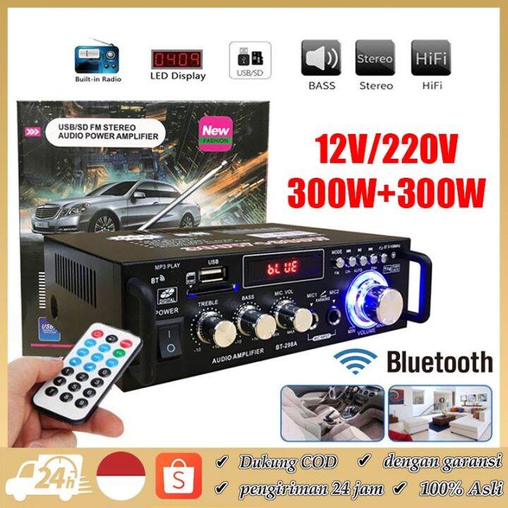 600W BT298A Power Ampli Amplifier Bluetooth Karaoke Home Theater FM Hi