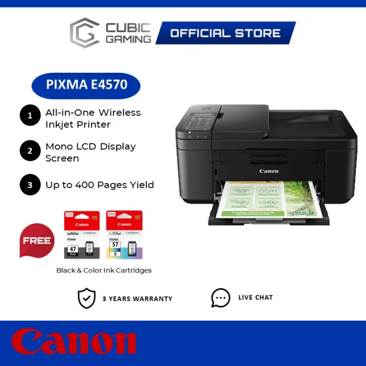 Canon Pixma E4270 / E4570 Compact Wireless WiFi AllInOne Inkjet