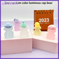 QUANSEN 2pcs MINI Luminous Resin หมวกหมีเครื่องประดับน่ารัก DIY ตกแต่งบ้าน