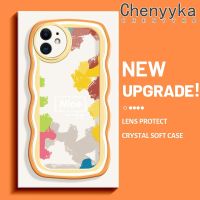 เคส Chenyyka สำหรับ iPhone 11 11 Pro 11 Pro Max ดีไซน์ใหม่ลายการ์ตูนสวยงามด้วยสีน้ำครีมขอบคลื่นนุ่มเคสมือถือกันกระแทกแบบใสปลอกโปร่งใสลายกล้องถ่ายรูปเรียบง่ายอ่อนโยนฝาครอบป้องกัน