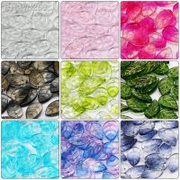 Czech Glass Beads Transparent Multicolor Gradient Leaf Pendants Crystal Beads For Jewelry Making DIY Women Earrings Accessories