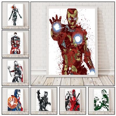 ◙﹊✣ Disney ภาพยนตร์คลาสสิก Avengers Marvel โปสเตอร์ภาพวาด Hulk Iron Man Thor Deadpool Room Decor Wall Art ตกแต่งของขวัญ Cuadro