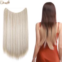 Synthetic No Clip Invisible Wire Straight Hair Extension In False Hairpieces Blonde Piece