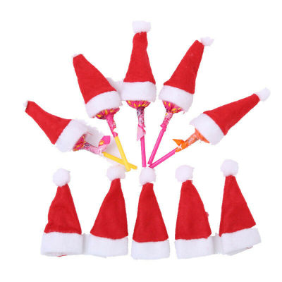 BOKALI หมวกอมยิ้มคริสต์มาส20ชิ้น,หมวกซานตาคลอสขนาดเล็กลายลูกกวาดสำหรับตกแต่งด้านบนสำหรับงานปาร์ตี้ (ไม่รวมสิ่งของอื่นๆ)