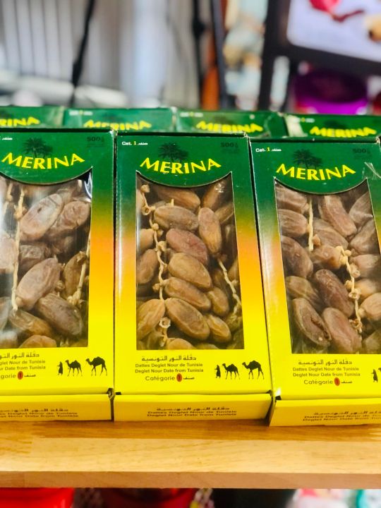 อินทผาลัม-dates-merina-สินค้านำเข้าจากตูนิเซีย-500g-1กล่อง-บรรจุปริมาณ-500g-ราคาพิเศษ-สินค้าพร้อมส่ง-โกดังขนมนำเข้าราคาถูก