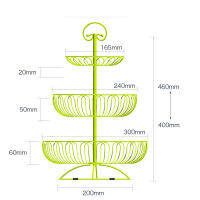 3 Tiers Fruit Basket Rack Snack Cake Stand Multi-functional Large-Capacity Pantry Basket Organizers for Organizing Item Kitchens