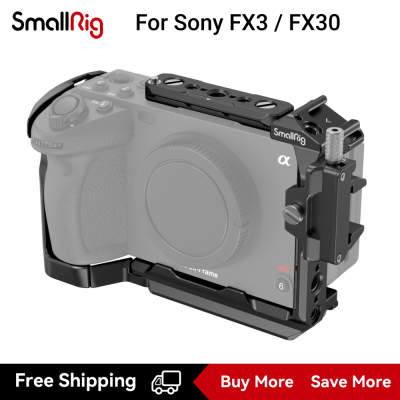 SmallRig กรงขนาดเล็กสำหรับ Sony FX3 FX30พร้อมที่หนีบสาย HDMI 1/4 "-20รูเกลียว3/8"-16รูสำหรับ ARRI รวมรองเท้าเย็นและรางนาโตทำงานเข้ากันแบบดั้งเดิม XLR จับ4138