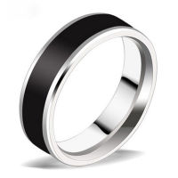 qiuq[COD] เครื่องประดับแฟชั่น Black TITANIUM band แหวนสแตนเลสสำหรับผู้ชาย Size16-22