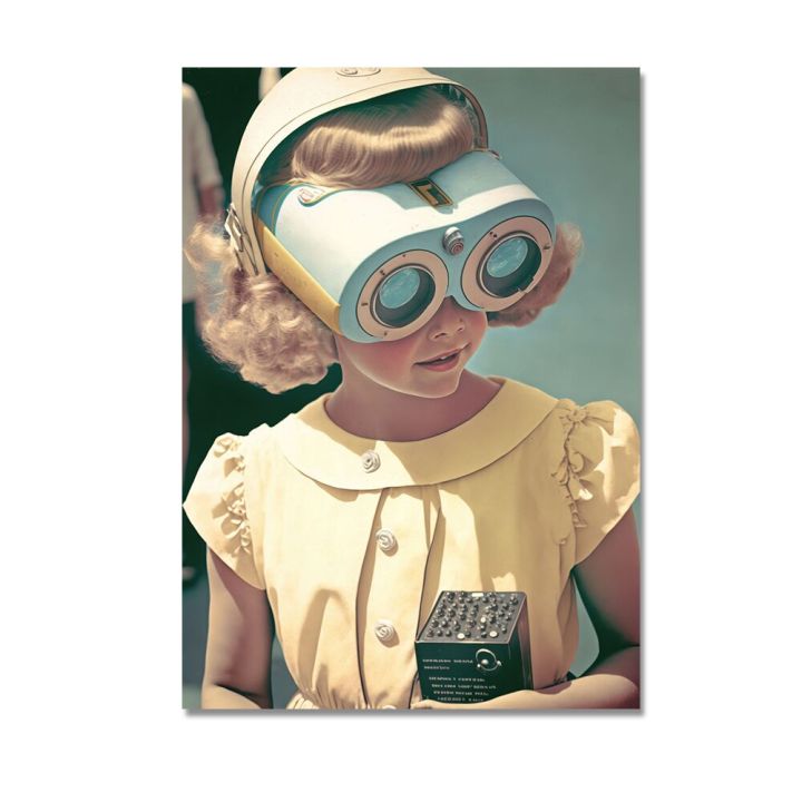 r-etro-เล่นเกมสาวเด็กโปสเตอร์สำหรับห้องเล่นเกมวินเทจเทคแว่นตาผู้หญิงผ้าใบภาพวาดผนังศิลปะรูปภาพตกแต่งบ้าน