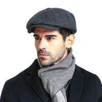 Male Plus Size Ivy Hat Big Head Man Felt Newsboy Cap Dad Leisure Beret Caps Winter Wool Flat Octagon Caps 55-59cm 60-62cm