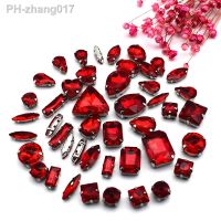 Red Mix Shape Glass Flatback Crystal Sew on Rhinestones For Garment DIY Wedding Nails Decoration Best Selling Diamond Gems MS-01