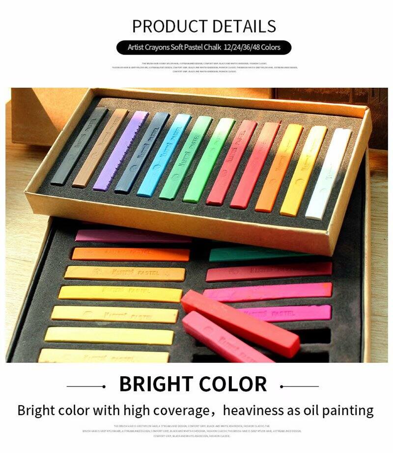 12 Colors 12/24/36/48 Colors Drawing Supplies Graffiti Smooth Soft Pastel Chalk Crayons Stationery,Lower Adhesion Painting Supplies Kids Gift 