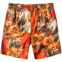 European and American mens wear summer 2022 new Orange print slim beach pants Fashion casual shorts Five minutes of pants