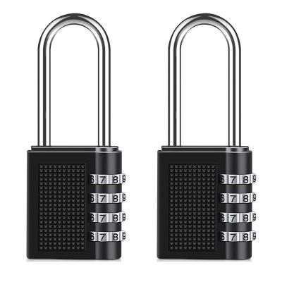 2 Pcs Combination Padlock 4 Digit Combination Lock Long Beam Pad Anti-Theft Lock for Locker School Gym Hasp Cabinet