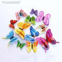 ۞ 12Pcs Mixed Color Double Layer Butterfly 3D Wall Sticker For Wedding Decoration Magnet Butterflies Fridge Decals Home Room Decor