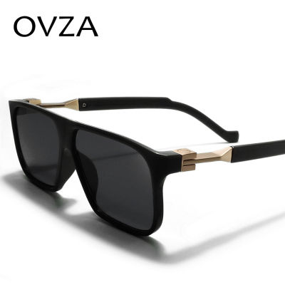 OVZAแว่นกันแดดแฟชั่นสำหรับผู้ชายS6095,แว่นกันแดดทรงสี่เหลี่ยมผืนผ้าสีดำแนววินเทจเรโทรแบรนด์ดีไซเนอร์