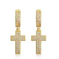 [Free ship] and cross-border double-row zircon cross micro-inlaid hiohop personality mens hip-hop