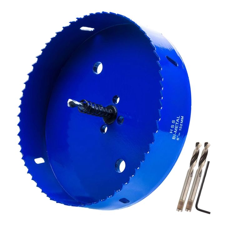 6-inch-152-mm-hole-saw-blade-for-cornhole-boards-corn-hole-drilling-cutter-amp-hex-shank-drill-bit-adapter-blue