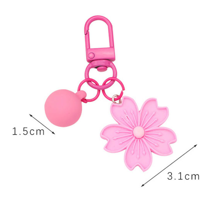 bali-พวงกุญแจรถยนต์ลายดอกซากุระทำจากเรซินสีสันน่ารักลูกบอลกลมอุปกรณ์เสริมกระเป๋าหูฟังจี้ตกแต่ง