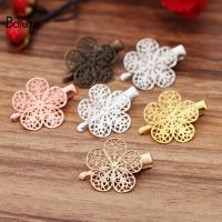 BoYuTe (20 Pieces/Lot) 25MM Filigree Flower Hair Clips Factory Supply Diy Hair Accessories Handmade Materials