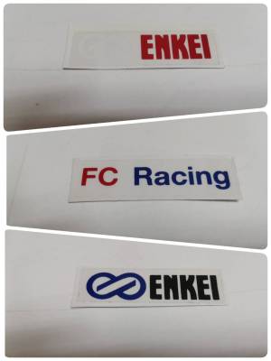 สติ๊กเกอร์ติดก้านล้อแม็ก คำว่า ENKEI หรือ FC Racing ติดรถ แต่งรถ sticker ก้านล้อ ติดก้านล้อ สวย งานดี หายาก ขนาดเล็ก เล็ก