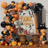 1Set Halloween Garland Arch Kit Bat Spider Skeleton Foil Balloons Halloween Party Home Decor Black Orange Latex Air Globos Ball